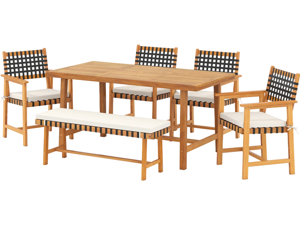 6-Piece Patio Dining Set for 5-6 People Farmhouse Furniture