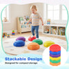 Colorful 6-piece stepping stones for kids, designed for sensory play and coordination, featuring a stackable design for.
