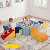 Colorful 6-piece toddler climbing toys set with a ball pit, designed for ages 1-3, featuring soft velvet material.