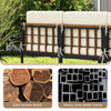 Close-up of the 6-piece acacia wood patio furniture set showcasing thick cushions and a heavy-duty metal frame for.