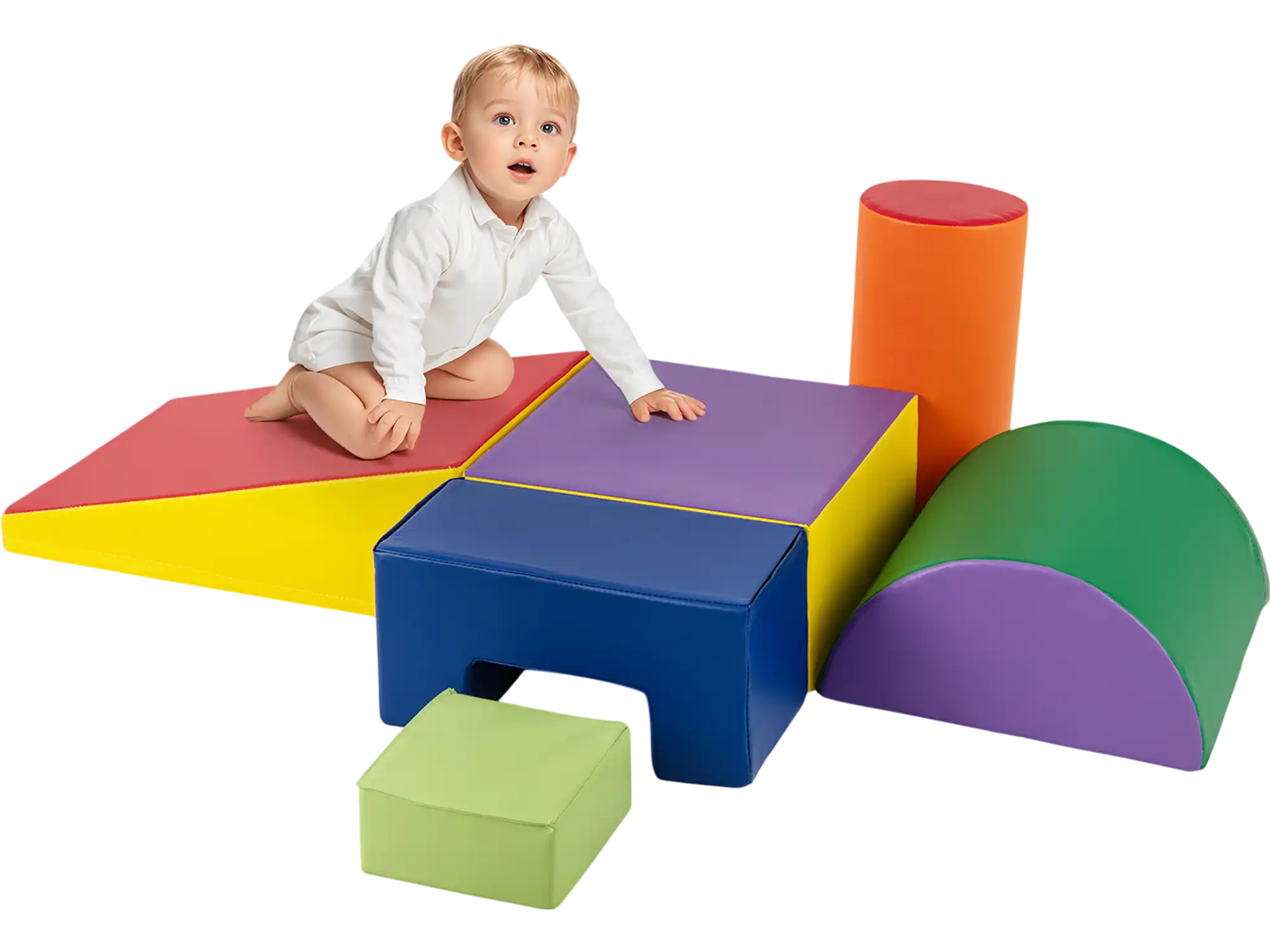 Costway 6-Piece Foam Climbing Blocks Indoor Climb Crawl Playset Purple 46132795 New