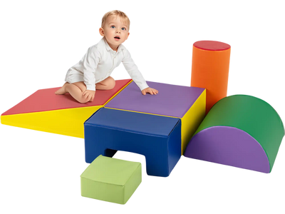 Costway 6-Piece Foam Climbing Blocks Indoor Climb Crawl Playset Purple 46132795 New
