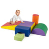 Colorful 6-piece foam climbing blocks set with various shapes for indoor play and developmental activities for kids.