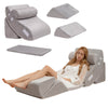 Orthopedic bed wedge pillow set in gray, featuring adjustable memory foam for back and neck support, ideal for comfort.