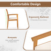 Ergonomic backrest and armrests of the acacia wood dining chair, designed for comfort and relaxation in outdoor.
