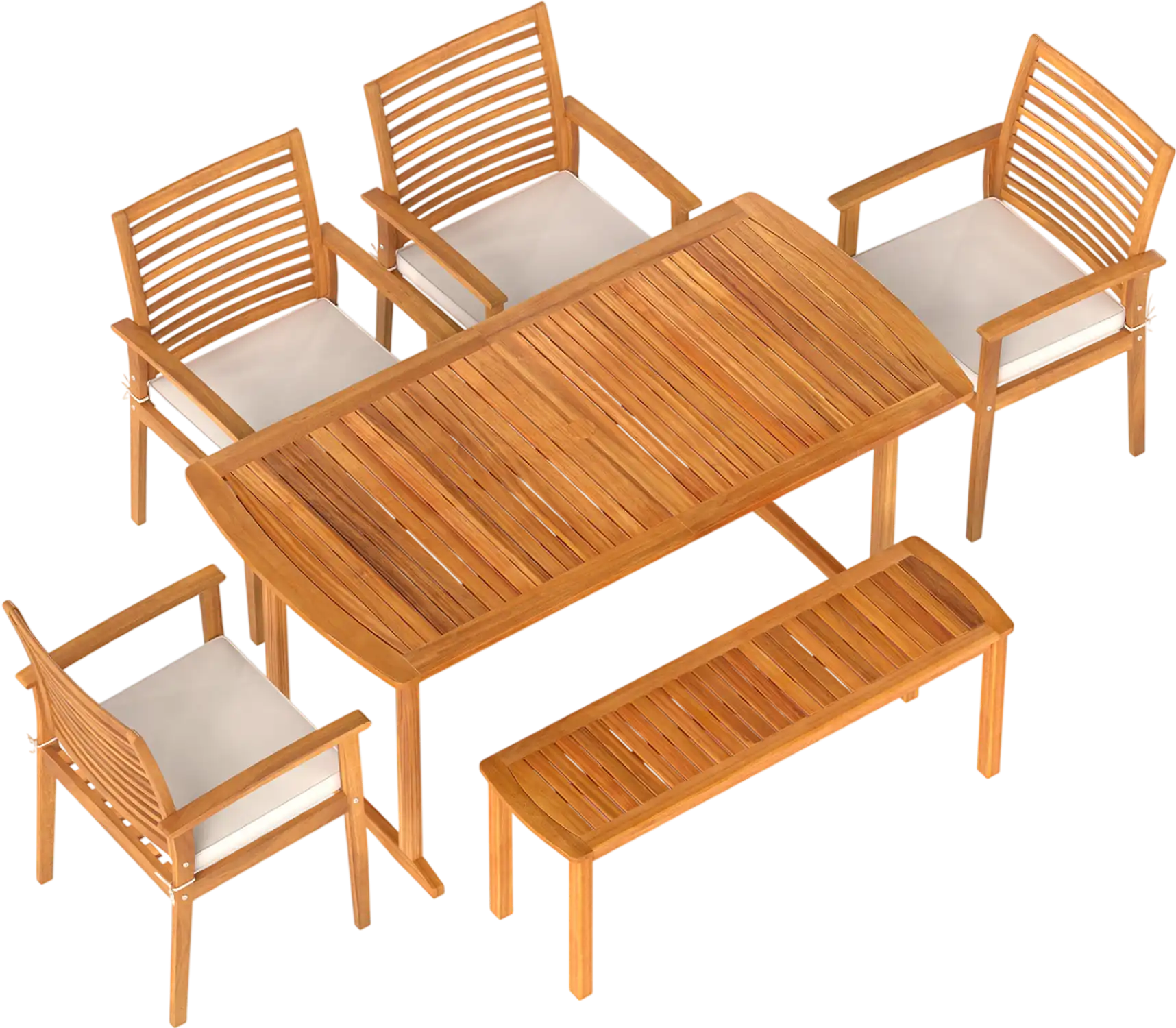 Costway 6-Piece Outdoor Acacia Wood Dining Set w/ Umbrella Hole 44828249 New