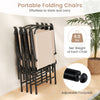 Folding armchairs in beige, lightweight at 6.5 lbs each, perfect for easy storage and outdoor dining convenience.