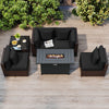 6 Pieces Patio Furniture Set with 50,000 BTU Gas Fire Pit Coffee Table and Cushions for Garden-Black - Gallery View 1 of 9