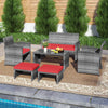6 Pieces Patio Furniture Set Outdoor Sectional Conversation PE Rattan Sofa Set-Red - Gallery View 1 of 6