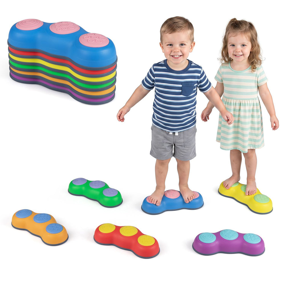Colorful single stepping stone with textured surface in peanut theme for kids, enhancing grip and sensory exploration.