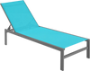 Turquoise 6-position chaise lounge chair with rustproof aluminium frame, ideal for patio and poolside relaxation.