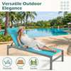 Turquoise 6-position chaise lounge chair with rustproof aluminium frame, perfect for poolside relaxation in the garden.
