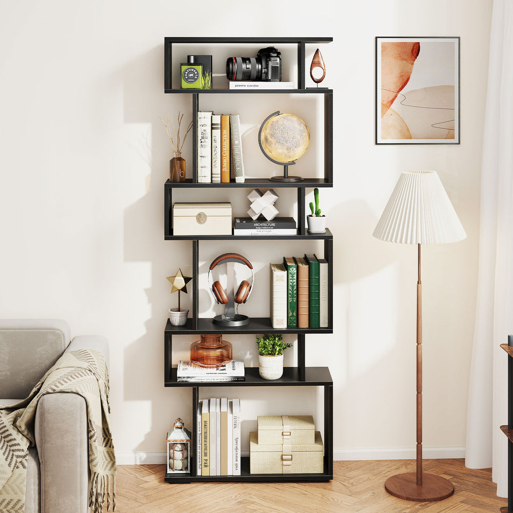 6-Tier Bookcase with Anti-Tipping Kit-Black - Gallery View 1 of 9