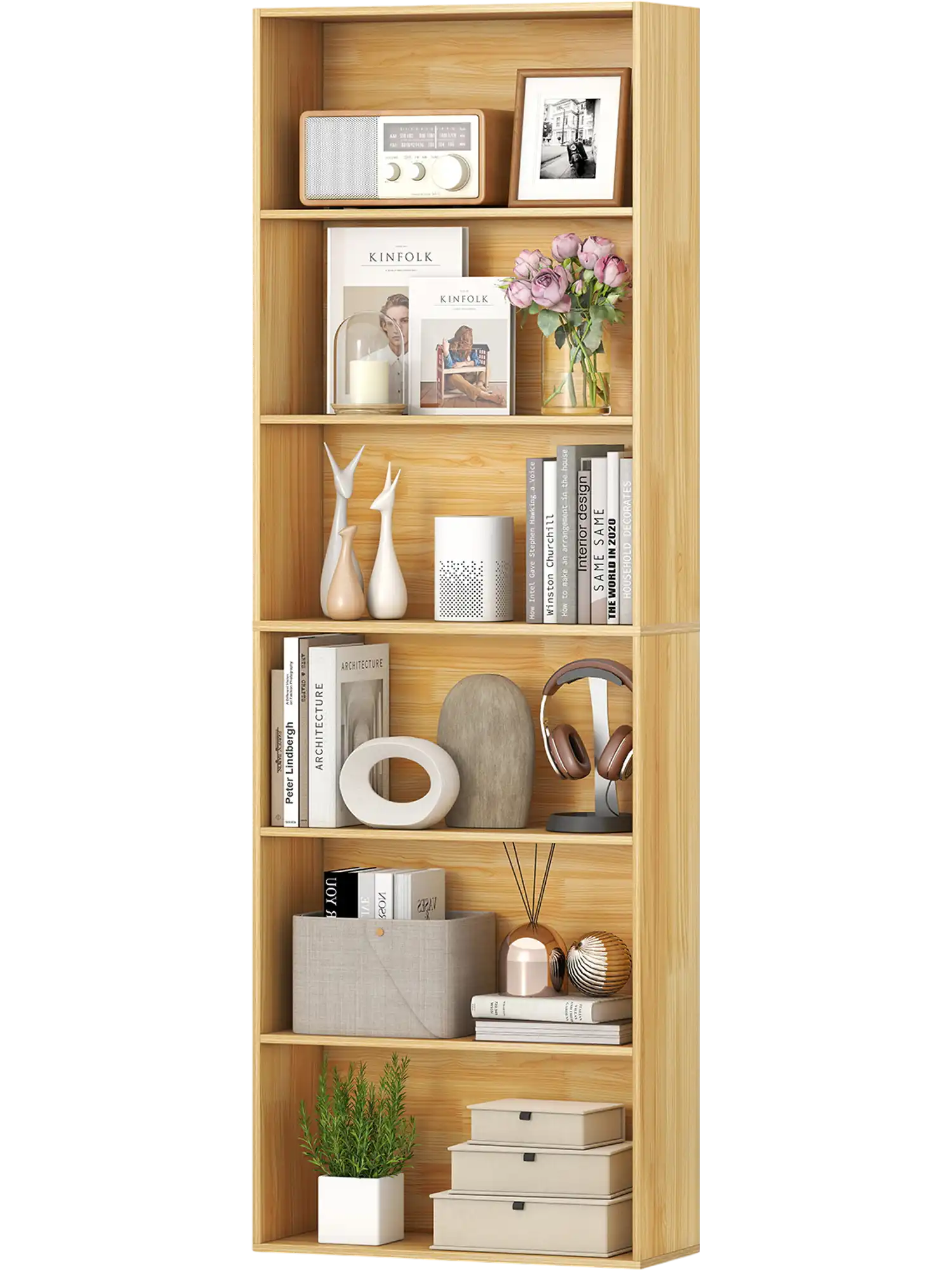 Costway 6-Tier Bookcase Bookshelf 6 Open Shelves Anti-Toppling Kits 743598612 New