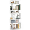 6-tier white bookcase with anti-tipping kit, showcasing a modern design for organized storage in any room.