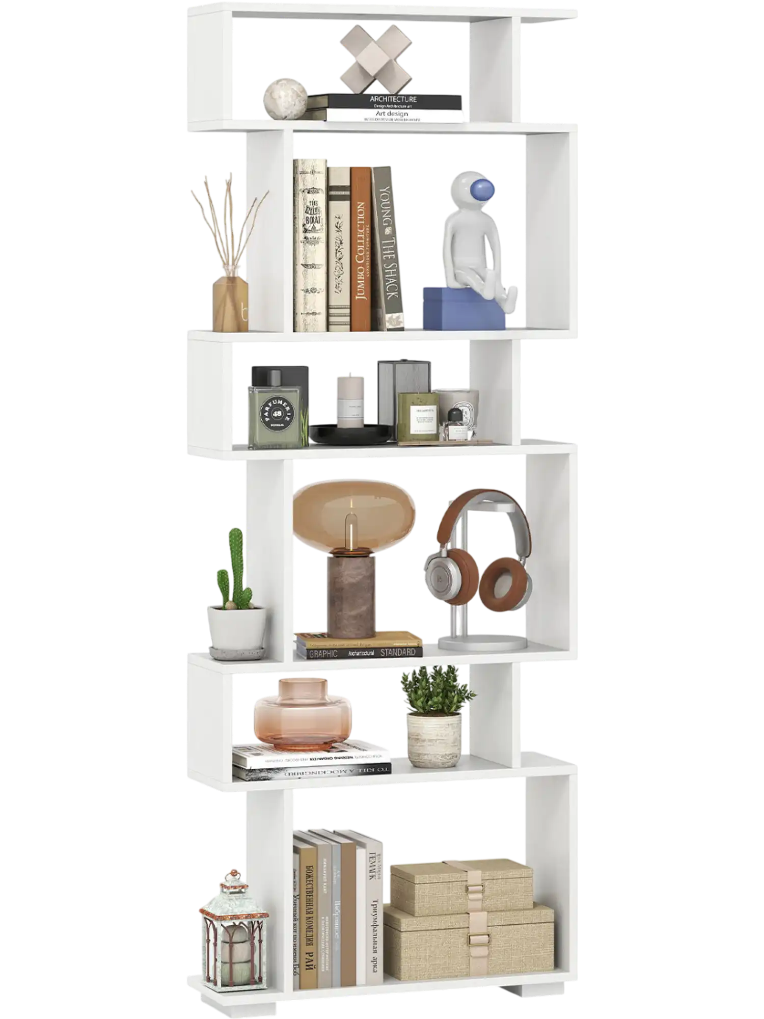 Costway 6-Tier Bookcase with Anti-Tipping Kit 851794632 New