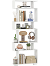 6-tier white bookcase with anti-tipping kit, featuring a modern design for organized storage in any room.