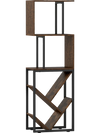 S-shaped 6-tier bookshelf in brown with open shelves, ideal for living room or home office decor and storage.