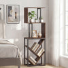 S-shaped 6-tier bookshelf in brown with open shelves, perfect for living room or home office decor and storage.