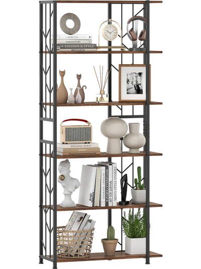 Costway 6-Tier Modern Geometric Bookshelf Bookcase Heavy-Duty Metal Frame 41780419 New