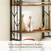 6-tier bookshelf featuring a twig-shaped geometric pattern in rustic brown, perfect for elegant living spaces.
