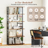 6-tier bookshelf with rustic brown shelves and heavy-duty metal frame, perfect for displaying books and decorations.