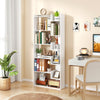 6-tier white wooden bookshelf with open display shelves, featuring anti-tipping kits, ideal for organizing your study.