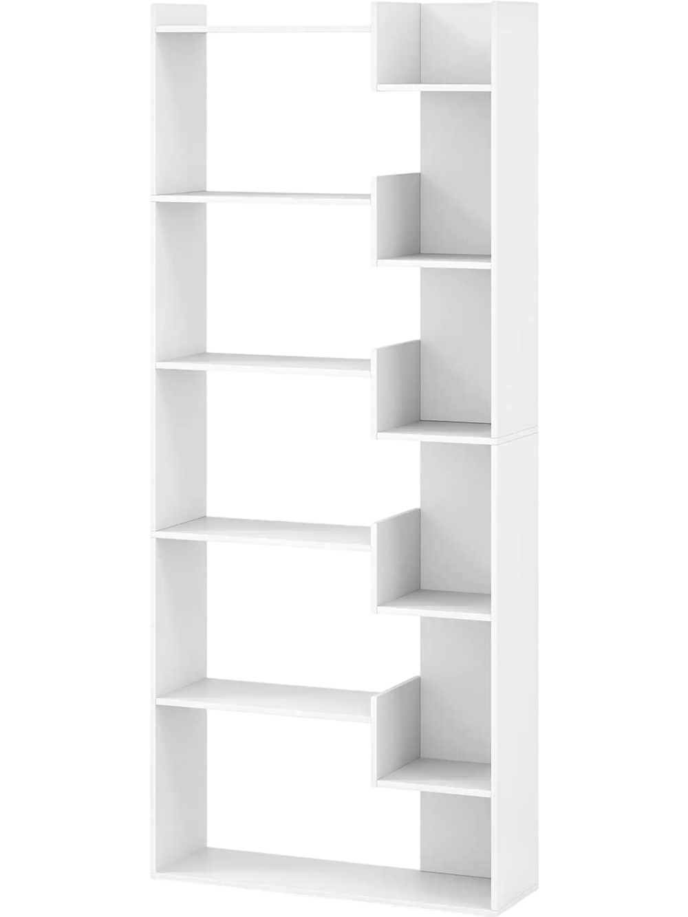 6-tier white bookshelf with open display shelves and anti-tipping kits, perfect for organizing your living room or.
