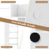 User-friendly details of the 6-tier wooden bookshelf, showcasing screw hole covers and non-slip foot pads for stability.