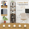 6-tier corner shelf with 4 open storage tiers and a mesh cabinet, perfect for books and plants in small spaces.