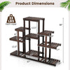 6-tier plant display rack made of natural pine wood, featuring a unique design for indoor and outdoor use.