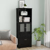 6-Tier Freestanding Bathroom Cabinet with 2 Open Compartments and Adjustable Shelves-Black - Gallery View 1 of 10