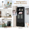 6-tier black bathroom cabinet with 2 open shelves and adjustable shelves, ideal for versatile home storage solutions.