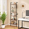 6-Tier Freestanding ladder Storage bookshelf with Metal Frame for Study and Pantry-Rustic Brown - Gallery View 1 of 8