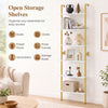 6-tier freestanding ladder storage bookshelf with a sturdy metal frame, ideal for organizing essentials in study or pantry.
