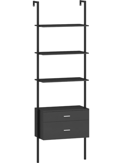 Costway 6-Tier Ladder Bookcase w/ 2 Drawers Metal Frame 29702124 New