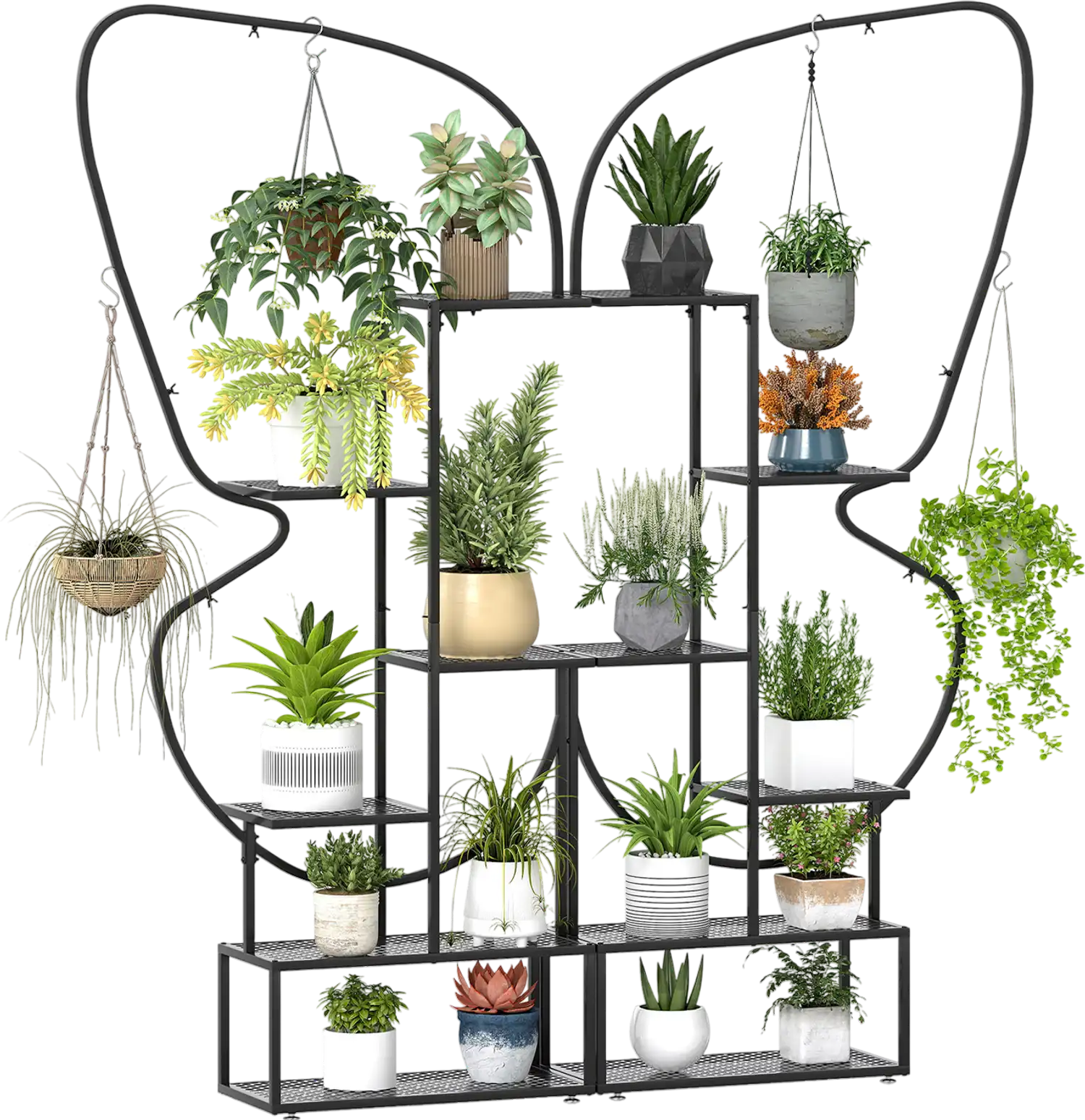 Costway 6-Tier Metal Plant Stand Ladder Display Rack w/ Hanging Hooks 34816631 New