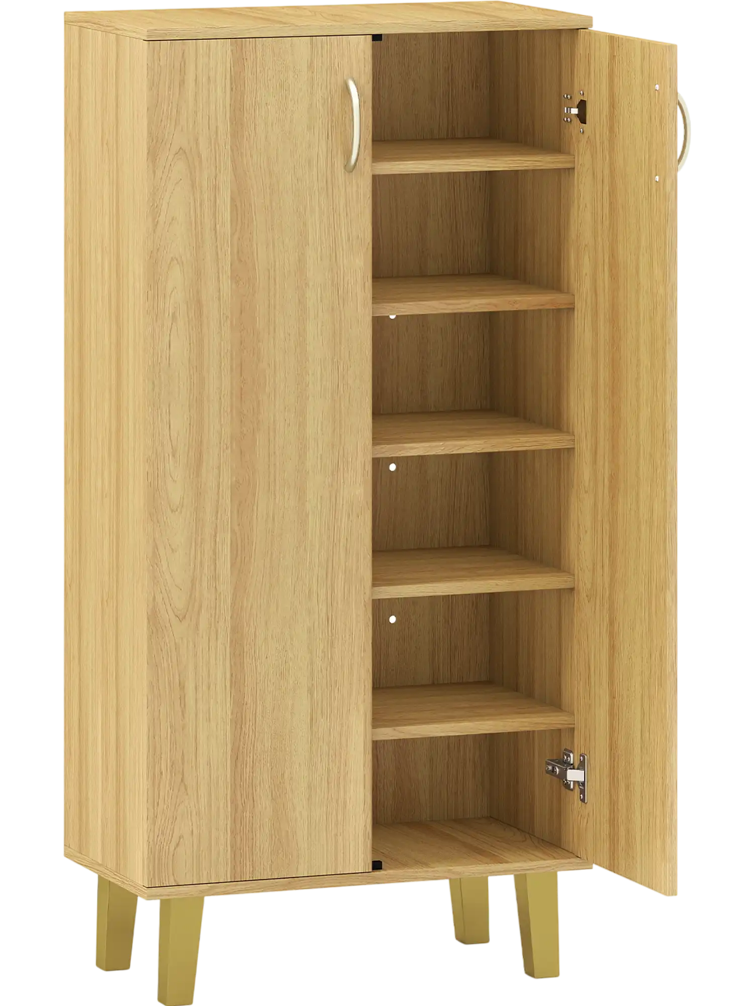 Costway 6-Tier Modern Freestanding Wooden Shoe Cabinet with Doors Removable Shelves 47726708 New