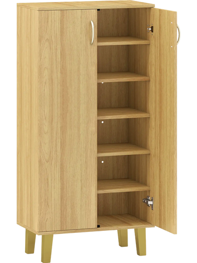 Costway 6-Tier Modern Freestanding Wooden Shoe Cabinet with Doors Removable Shelves 47726708 New