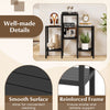 6-tier black modular storage shelves with smooth surface and reinforced frame, ideal for living room or kitchen.