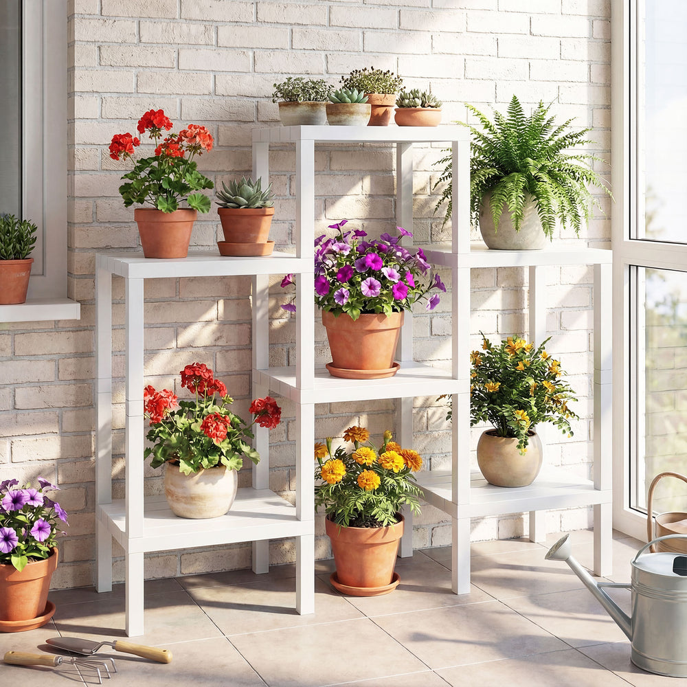 6-Tier Plastic Modular Storage Shelves for Living Room and Kitchen-White - Gallery View 1 of 10