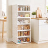 6-tier shoe organizer in white with clear doors, featuring ventilation holes to keep shoes fresh and organized in any space.