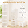 6-tier shoe organizer set of 2 in white with clear doors, designed for 12 pairs and featuring a foldable, portable design.