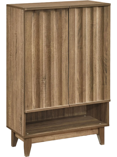 Costway 6-Tier Shoe Storage Organizer Cabinet w/ 2 Fluted Doors 95427704 New