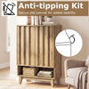 6-tier shoe storage organizer in oak with fluted doors, featuring an anti-tipping kit for added stability and safety.