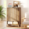 6-tier shoe storage organizer in oak with fluted doors, showcasing a stylish design perfect for living rooms and.