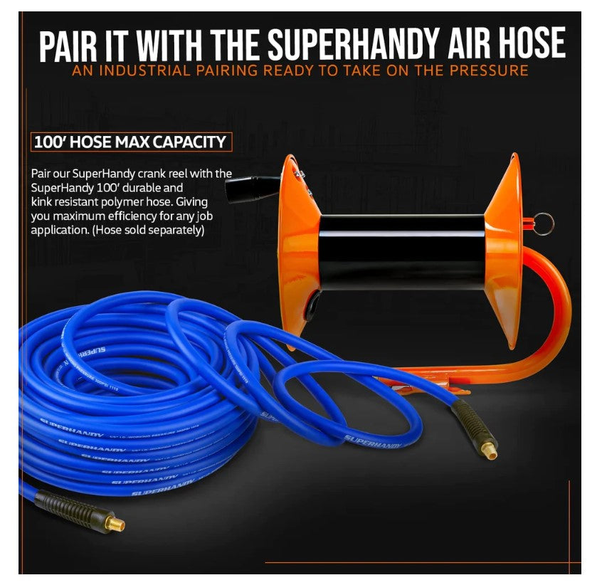 SuperHandy Portable Industrial Retractable Air Hose Reel - 3/8 x 100