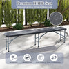 6 feet folding HDPE bench in gray with wood-like texture, 1320 lbs capacity, ideal for outdoor events and easy to carry.