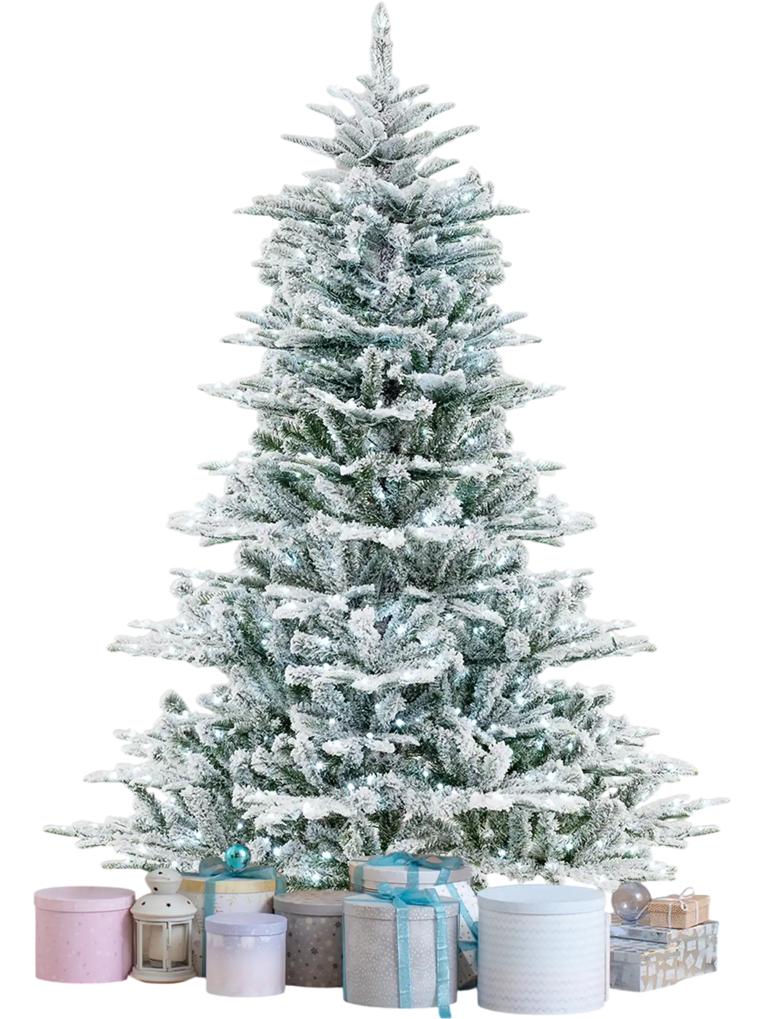 Costway 6' Snow Flocked Artificial Christmas Tree w/ Cool White LED Lights 87346125 New