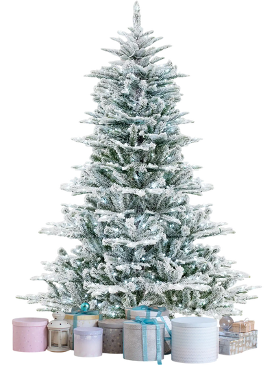 Costway 6' Snow Flocked Artificial Christmas Tree w/ Cool White LED Lights 87346125 New